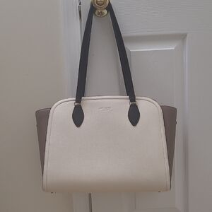 Kate Spade Leather, Two-Tone Cream and Brown Tote, new with bag protector